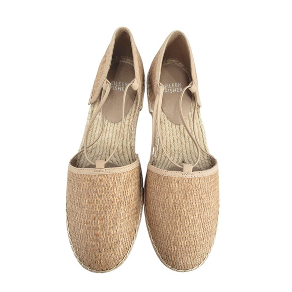 Eileen‎ Fisher Raffia Espadrilles Flats 9M Coastal Boho Resort Chic - Picture 2 of 5